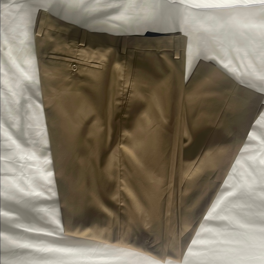 Louis Raphael Tan Chinos Classic Flat Front